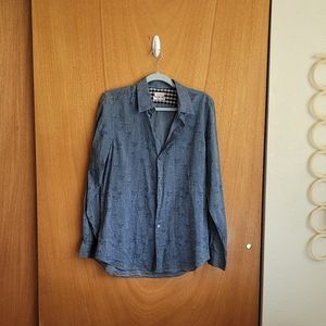 Faux Lace Faux Denim Blue Button up